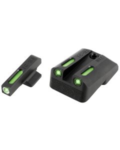 TruGlo TG-13NV3A TFX  3-Dot Set Tritium/Fiber Optic Green with White Outline Front, Green Rear with Nitride Fortress Finished Frame for 1911 with Novak 260 Front, 500 Rear
