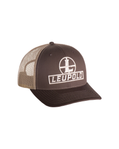 Leupold Reticle Trucker Hat Brown/Khaki Adjustable Snapback OSFA Semi-Structured