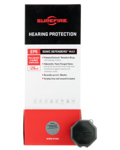 SureFire EP5BKMPRBULK EP5 Sonic Defenders Max Large 26 dB Full Block Black Polymer Buds for Adults 25 Pair (Bulk Package)