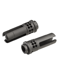 SureFire WARCOMP5561228 Warcomp Flash Hider Black DLC Stainless Steel with 1/2"-28 tpi Threads, 2.70" OAL & Open Tines for 5.56x45mm NATO M16, M4