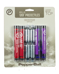 PepperBall 970010216 TCP VXR Projectile Refill Kit 2-6 Count Tubes of Inert projectiles (VXR), 2-6 Count  Tubes of LIVE SD projectiles (VXR) & 4-8g CO2 Cartridges