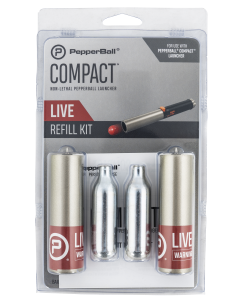 PepperBall 410-01-0405 Compact Refill Kit 2-LIVE SD Barrel Cartridges with 1 LIVE SD Round & 2-N2 Gas Cartridges for Compact Launcher