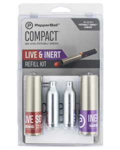 PepperBall 410-01-0404 Compact Combo Refill Kit 1-LIVE SD Barrel Cartridge with 1 LIVE SD Round, 1-Inert Barrel Cartridge with 1 Inert Round & 2-N2 Gas Cartridges