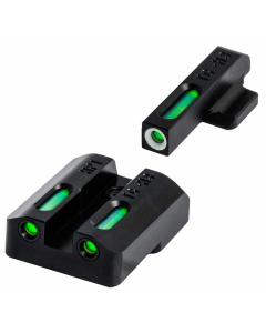 TruGlo TG-TG13CZ2A TFX  3-Dot Set Tritium/Fiber Optic Green with White Outline Front, Green Rear with Nitride Fortress Finished Frame for CZ P10, 10C