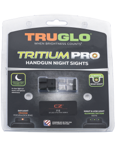 TruGlo TG-TG231Z2C Tritium Pro Night Sights Square Green with Orange Outline Front/U-Notch Green Rear with Nitride Fortress Finished Frame for CZ P10, 10C