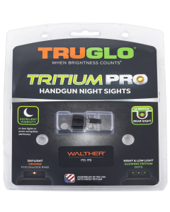 TruGlo TG-TG231W1C Tritium Pro Night Sights Square Green with Orange Outline Front/U-Notch Green Rear with Nitride Fortress Finished Frame for Walther PPQ