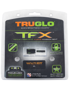 TruGlo TG-TG13WA2A TFX  3-Dot Set Tritium/Fiber Optic Green with White Outline Front, Green Rear with Nitride Fortress Finished Frame for Walther PPS