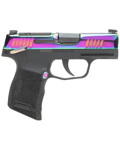Sig Sauer 365380RBTMS P365  Micro-Compact 380 ACP 10+1 3.10" Black Carbon Steel Barrel, Rainbow Titanium Optic Ready/Serrated Slide, Black Steel Frame w/Rainbow Accents, Black Polymer Grips