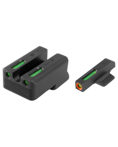 TruGlo TG-13NV3PC TFX Pro  Square Tritium/Fiber Optic Green with Orange Outline Front/U-Notch Green Rear with Nitride Fortress Finished Frame for 1911 with Novak 260 Front, 500 Rear