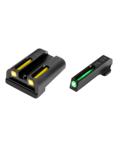 TruGlo TG-131XTY TFO  Square Tritium/Fiber Optic Green Front/U-Notch Yellow Rear with Nitride Fortress Finished Frame for Springfield XD, XD-M, XD-S, XD-E