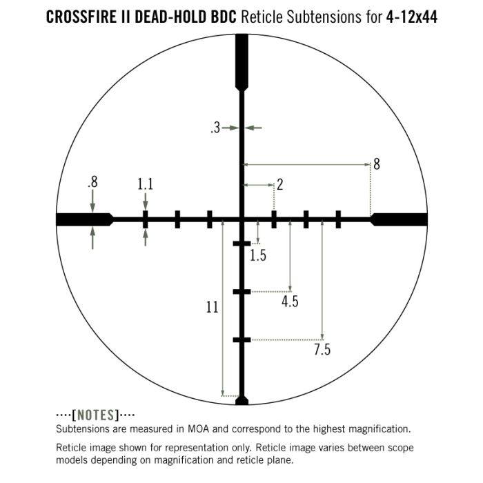 Vortex Crossfire II 4-12x44 Riflescope Dead-Hold BDC MOA Reticle