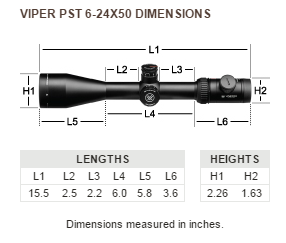 Vortex Viper PST 6-24x50 FFP Rifle Scope EBR-1 MOA PST-624F1-A
