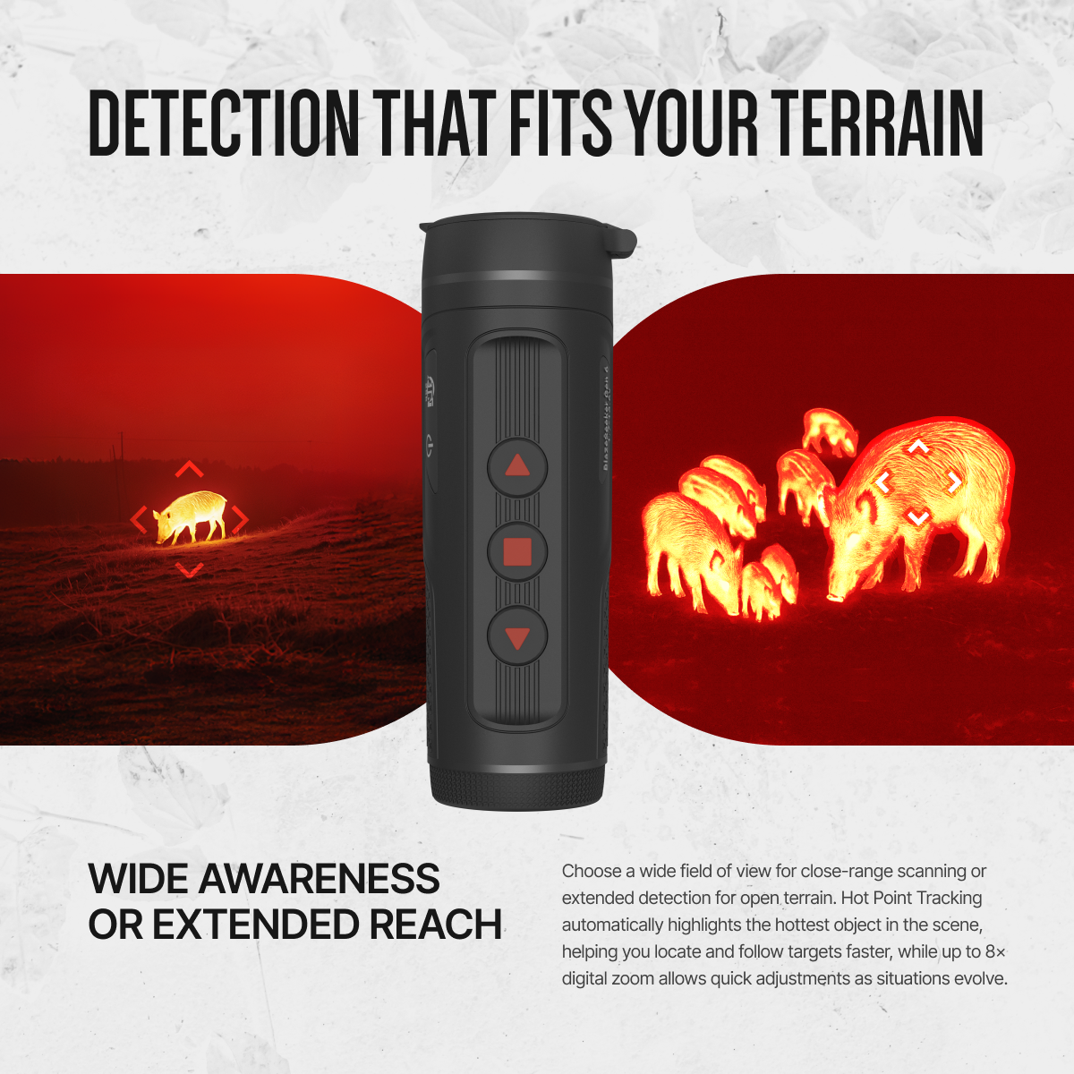 ATN BlazeSeeker Thermal Monocular, 1.2–9.6x, 256×192 Sensor, 12μm, ≤20 mK NETD