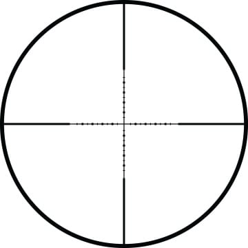 Circular target with bold vertical and horizontal crosshairs and small tick marks along the axes
